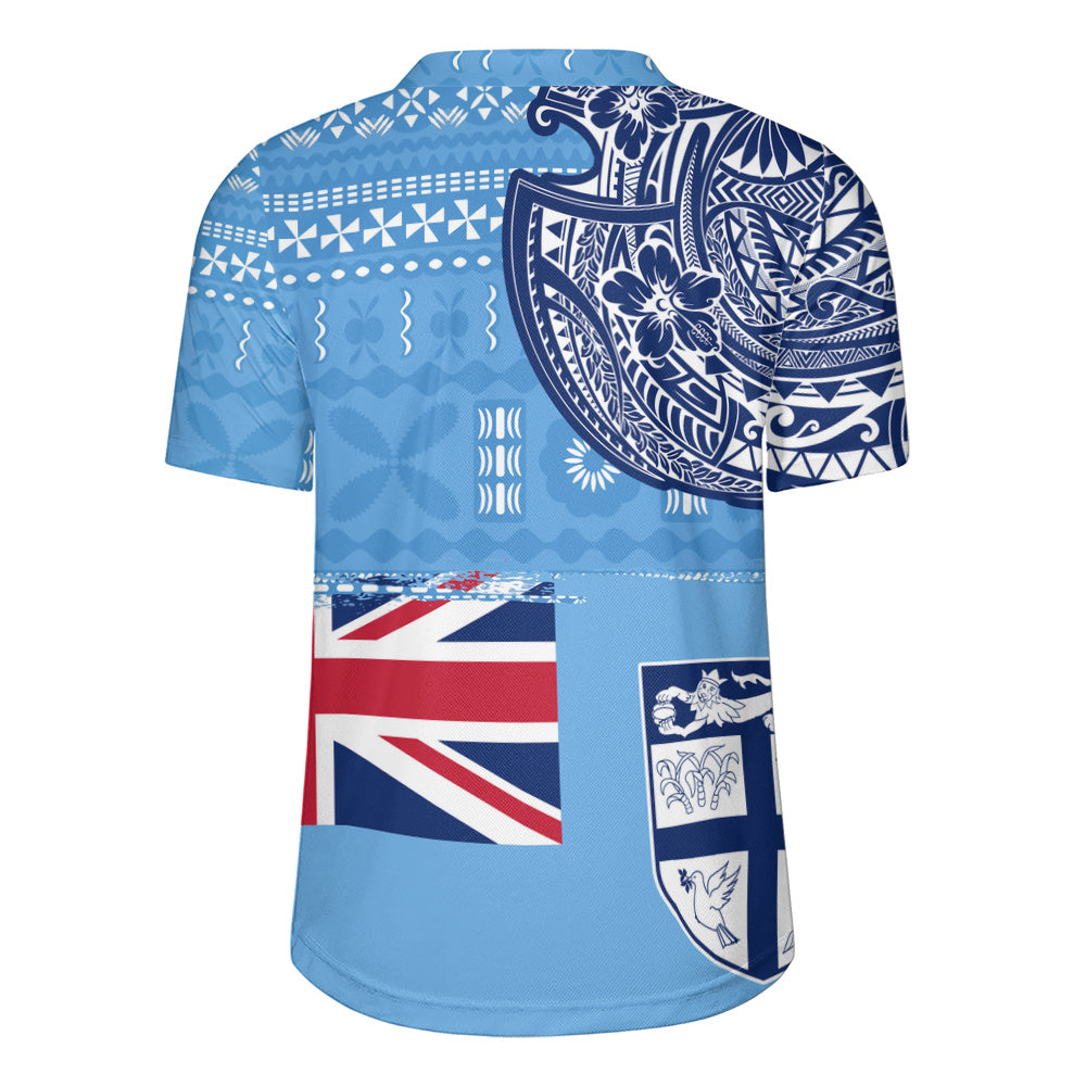 Fiji Rugby Jersey Ocean Blue Tribal Shield Pride