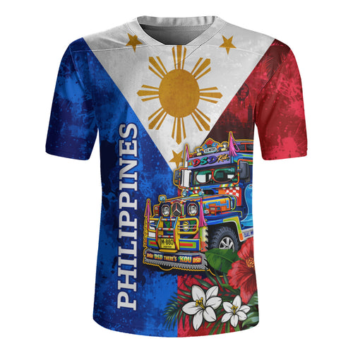 Philippines Filipinos Rugby Jersey Custom Jeepney Flag Tropical Floral