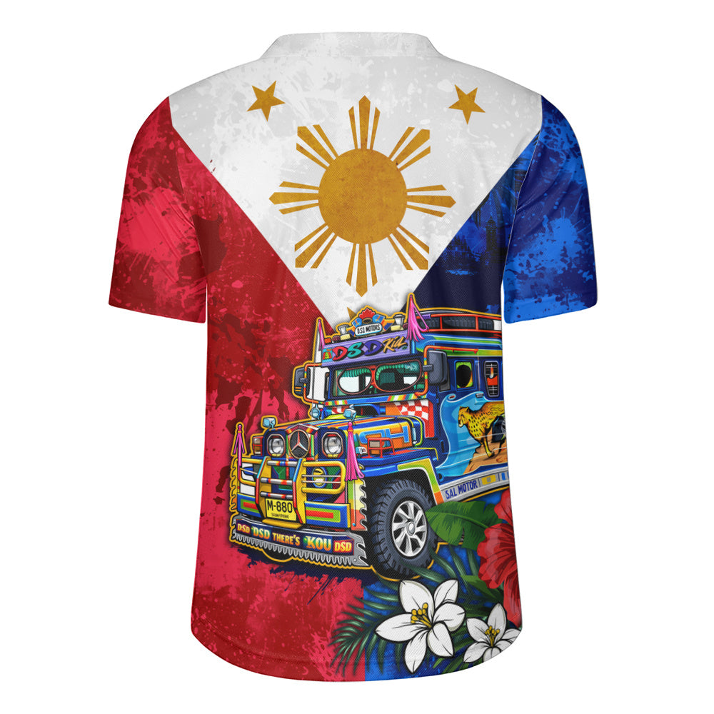 Philippines Filipinos Rugby Jersey Custom Jeepney Flag Tropical Floral