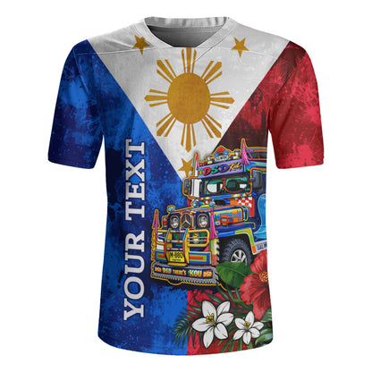 Philippines Filipinos Rugby Jersey Custom Jeepney Flag Tropical Floral