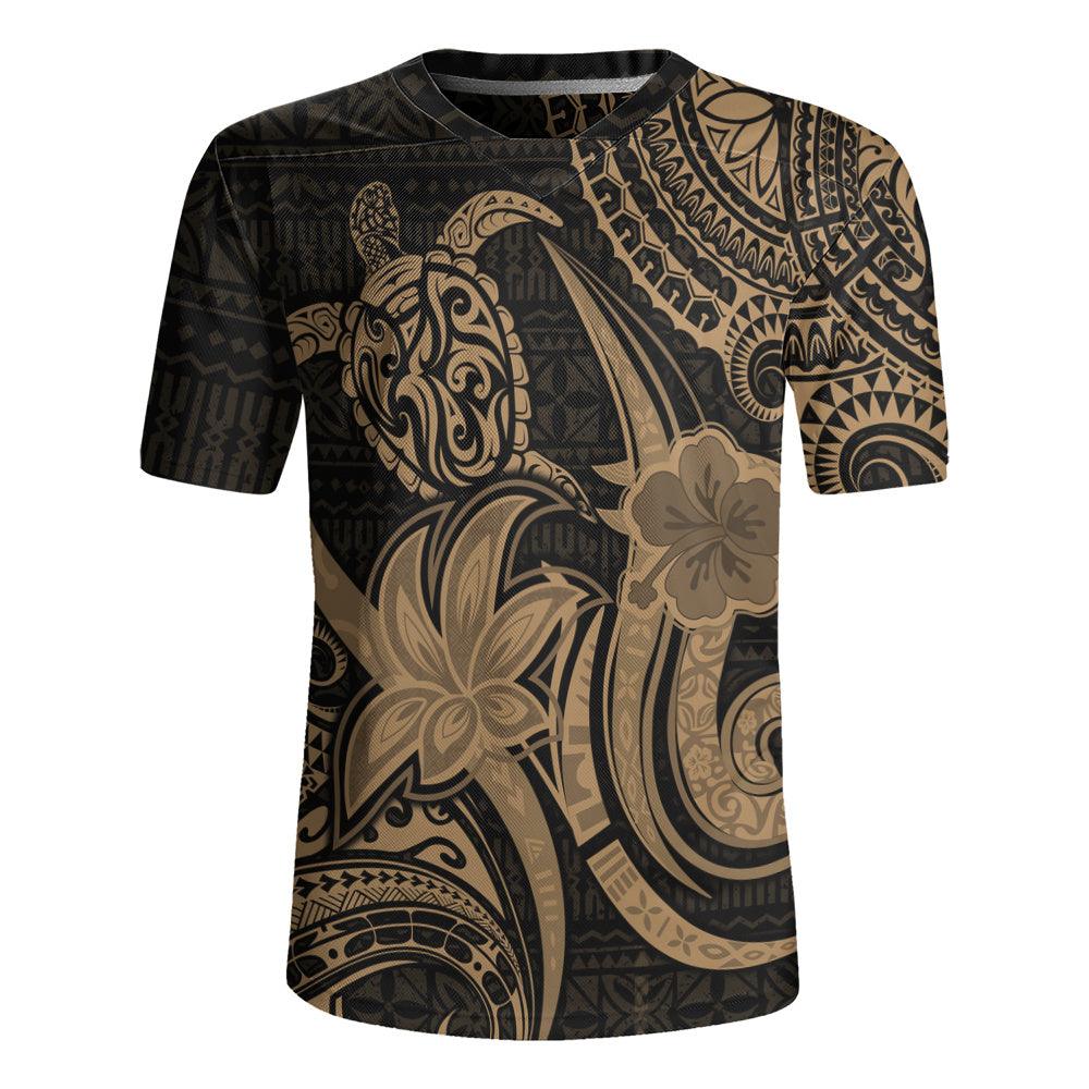 Hawaii Rugby Jersey Honu Turtle Hibiscus Tribal Legacy