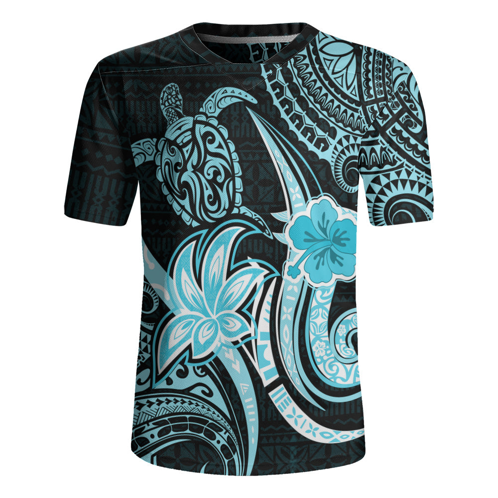 Hawaii Rugby Jersey Honu Turtle Hibiscus Tribal Legacy