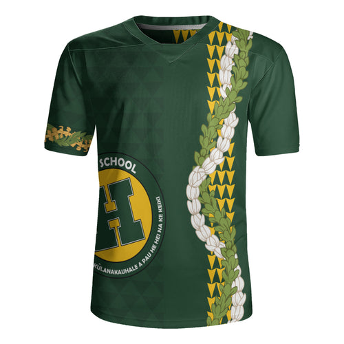 Hana High and Elementary School Rugby Jersey Puakenikeni Maile Flower Lei