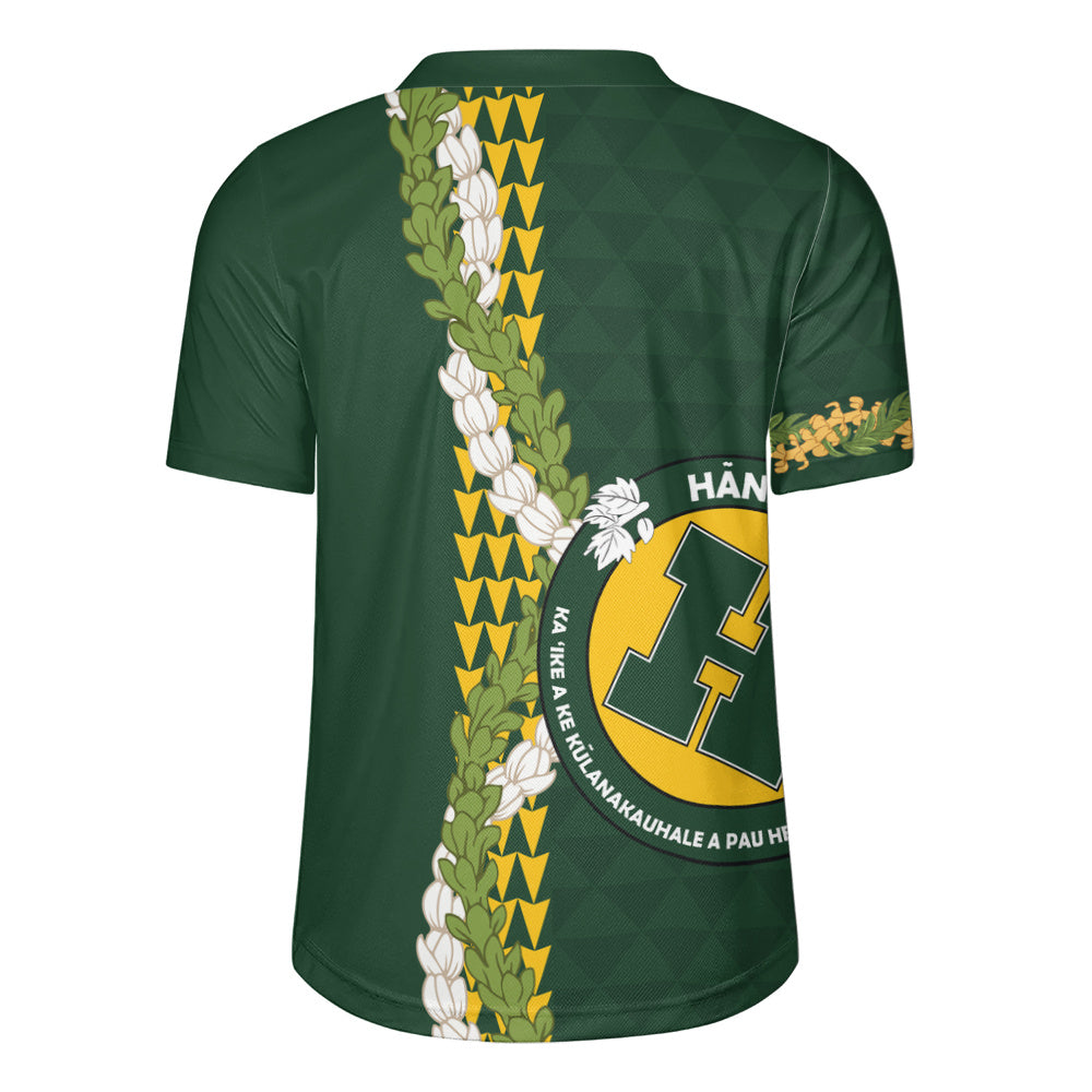Hana High and Elementary School Rugby Jersey Puakenikeni Maile Flower Lei