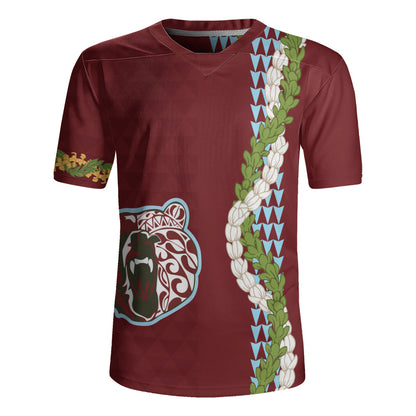 Henry Perrine Baldwin High School Rugby Jersey Puakenikeni Maile Flower Lei