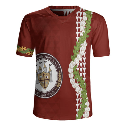 James B. Castle High School Rugby Jersey Puakenikeni Maile Flower Lei