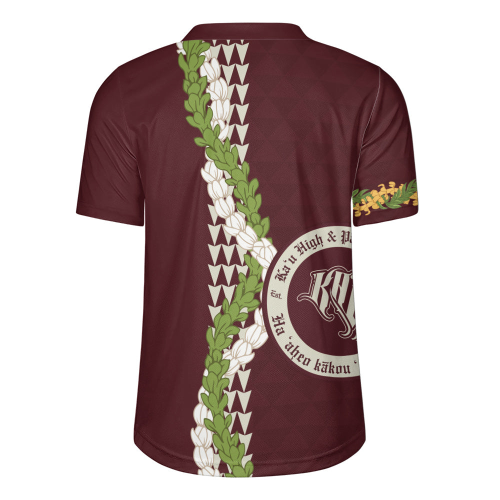 Kaʻū High & Pāhala Elementary School Rugby Jersey Puakenikeni Maile Flower Lei