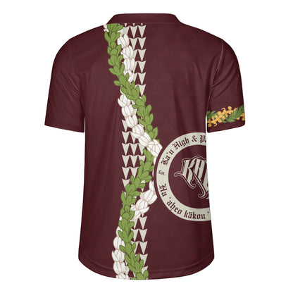 Kaʻū High & Pāhala Elementary School Rugby Jersey Puakenikeni Maile Flower Lei