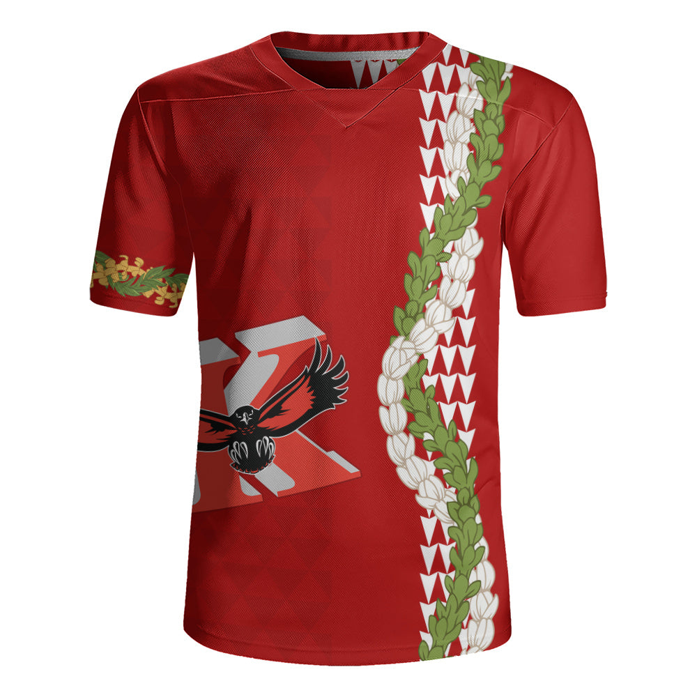 Kauai High School Rugby Jersey Puakenikeni Maile Flower Lei