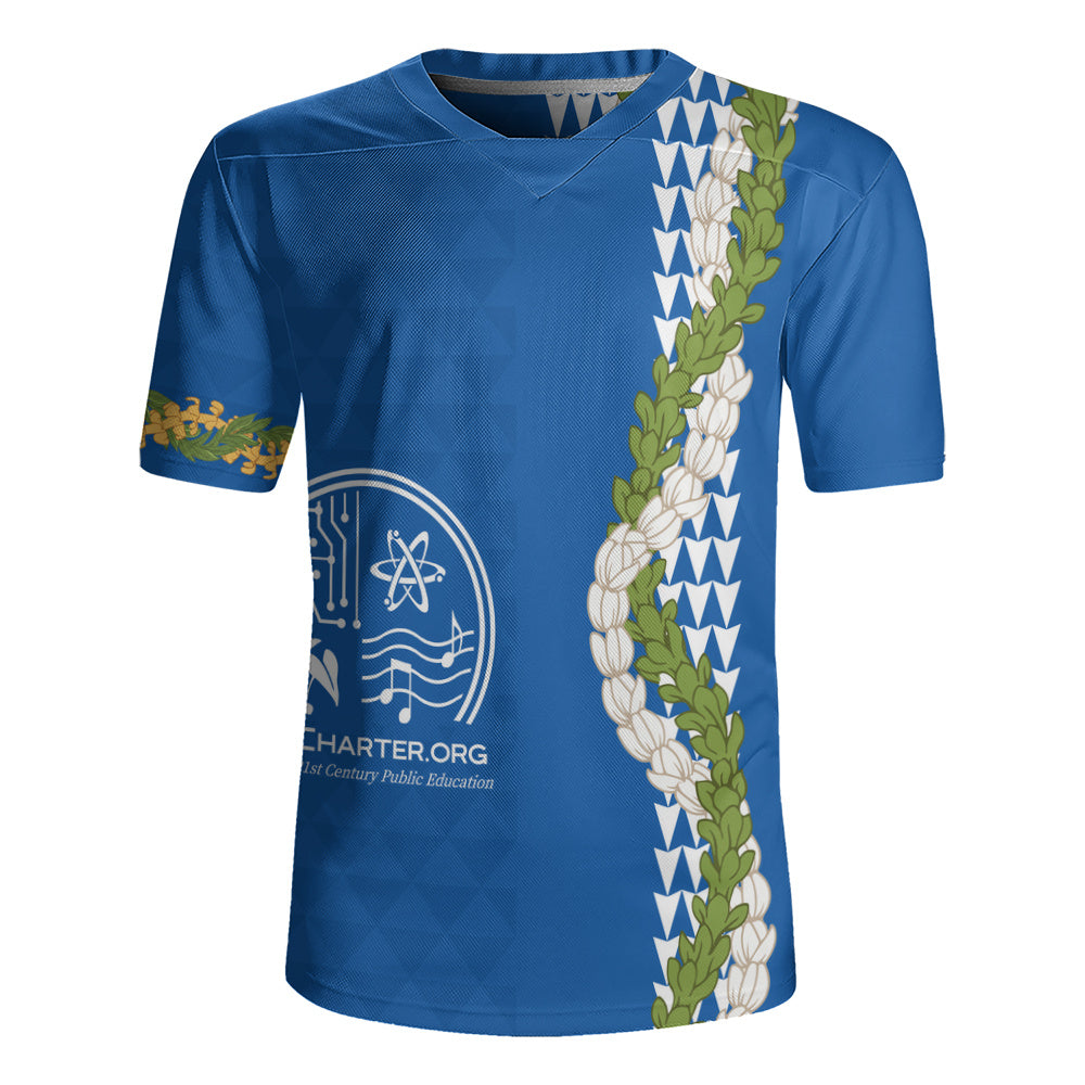 Kihei Charter School Rugby Jersey Puakenikeni Maile Flower Lei