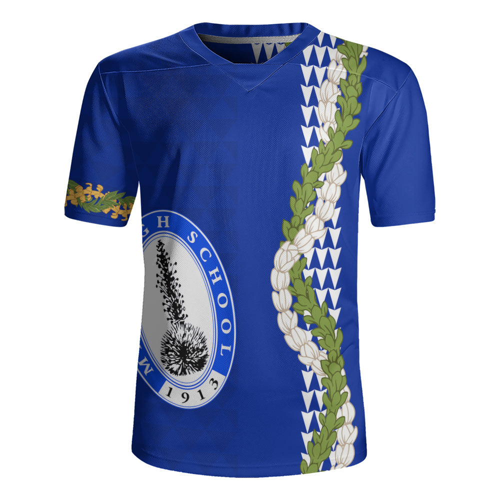 Maui High School Rugby Jersey Puakenikeni Maile Flower Lei