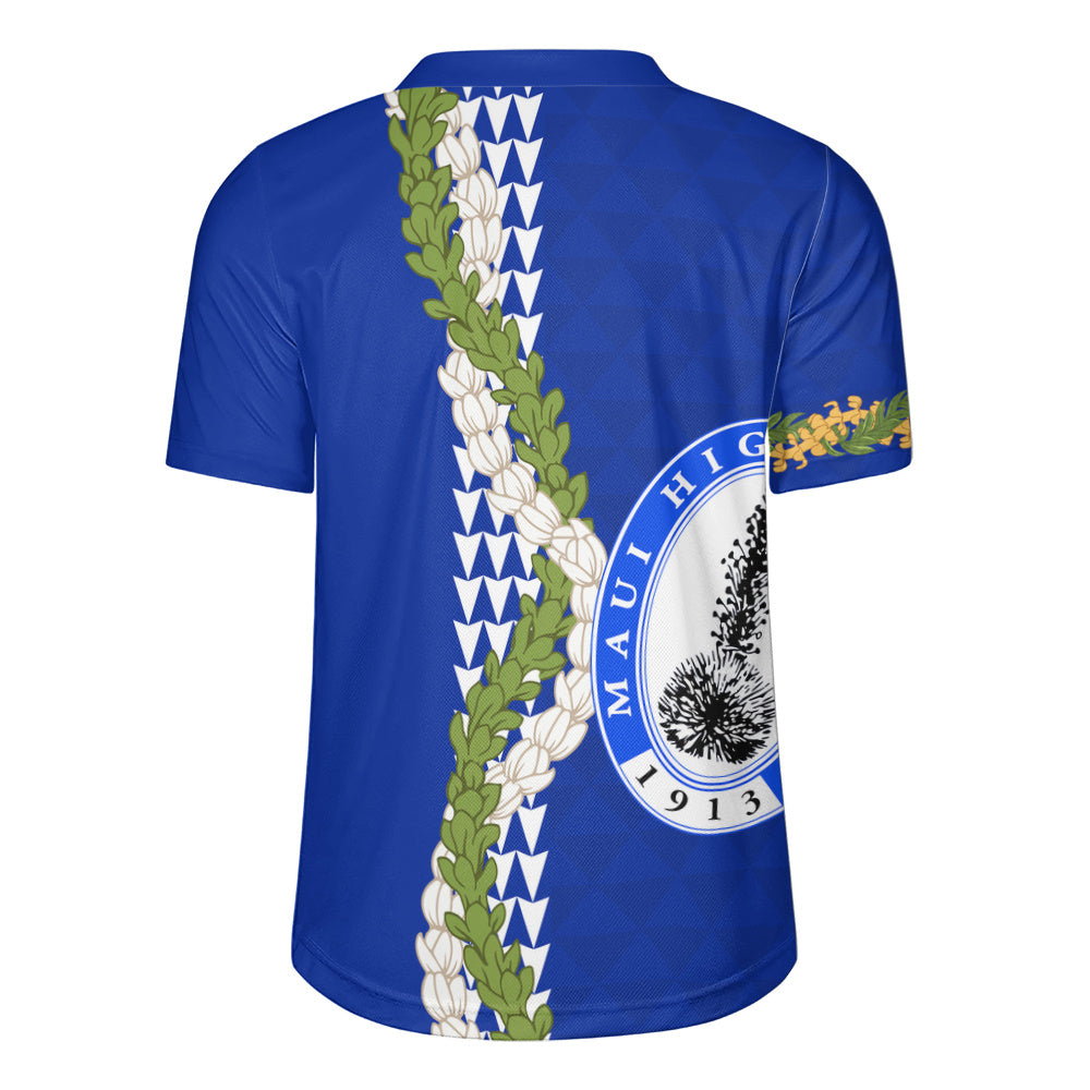 Maui High School Rugby Jersey Puakenikeni Maile Flower Lei