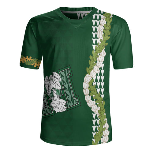 Molokaʻi High School Rugby Jersey Puakenikeni Maile Flower Lei