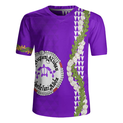 Ni'ihau High and Elementary School Rugby Jersey Puakenikeni Maile Flower Lei