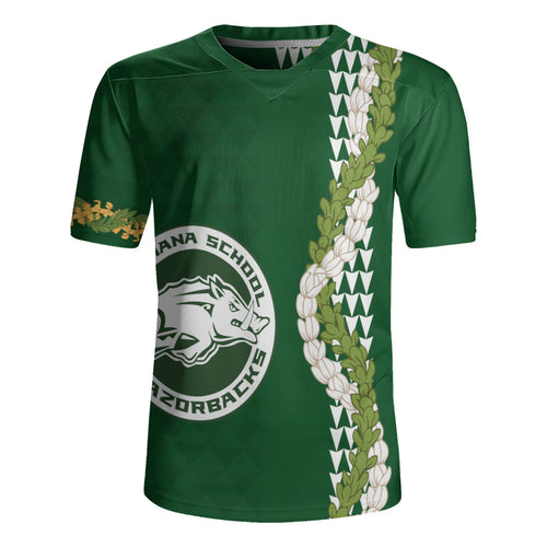 Olomana High & Intermediate School Rugby Jersey Puakenikeni Maile Flower Lei