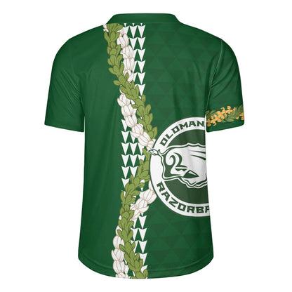 Olomana High & Intermediate School Rugby Jersey Puakenikeni Maile Flower Lei