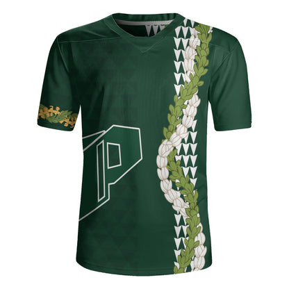 Pahoa High and Intermediate School Rugby Jersey Puakenikeni Maile Flower Lei