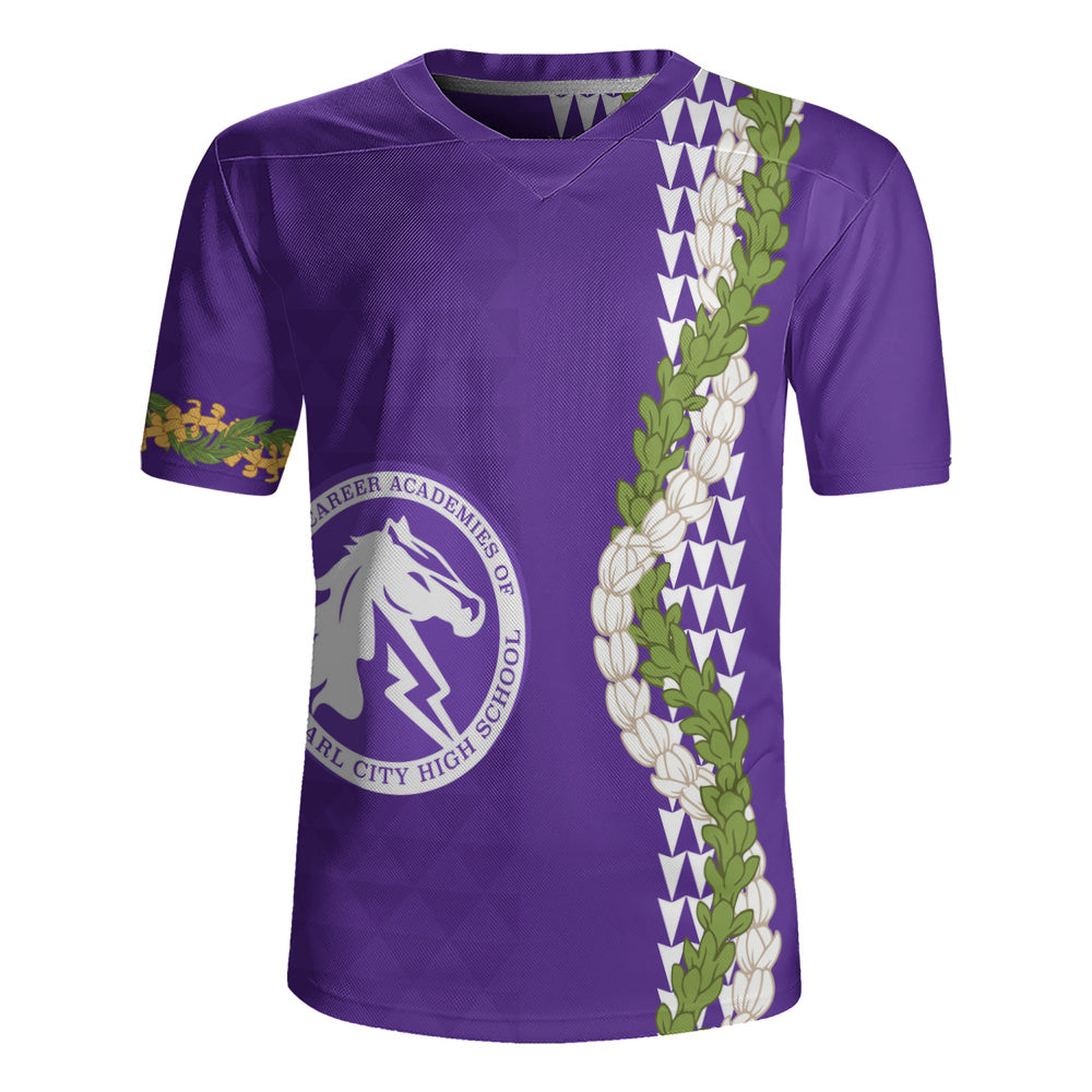 Pearl City High School (Hawaii) Rugby Jersey Puakenikeni Maile Flower Lei