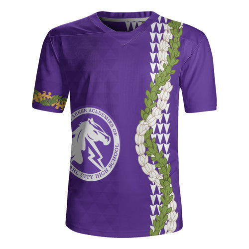 Pearl City High School (Hawaii) Rugby Jersey Puakenikeni Maile Flower Lei
