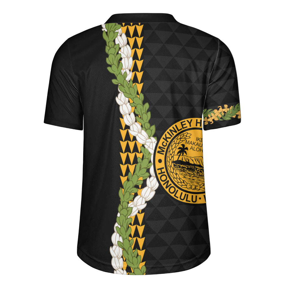 President William McKinley High School Rugby Jersey Puakenikeni Maile Flower Lei
