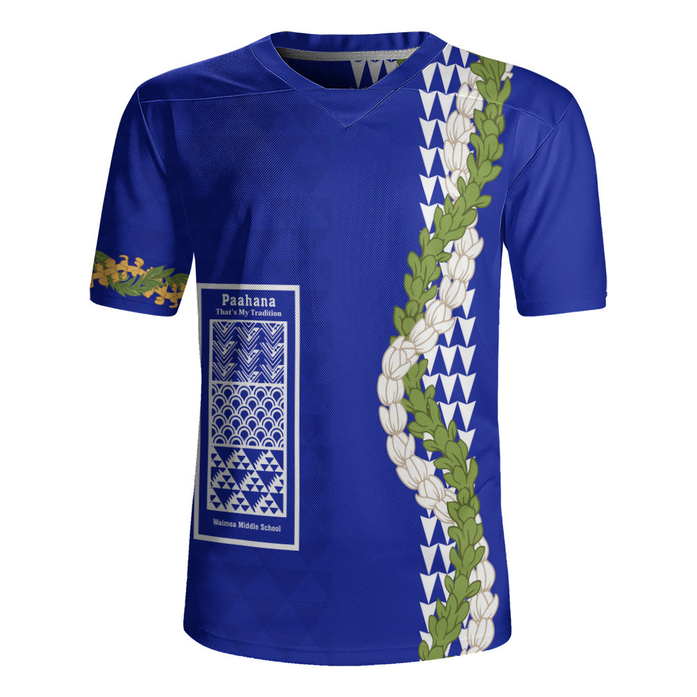 Waimea Middle Public Conversion Charter School Rugby Jersey Puakenikeni Maile Flower Lei