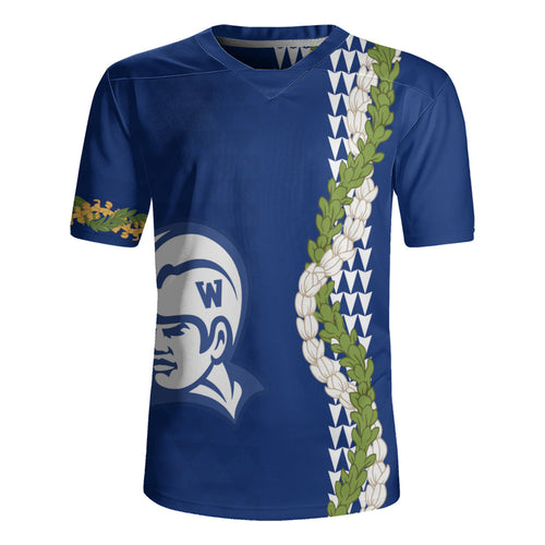 Waimea High School Rugby Jersey Puakenikeni Maile Flower Lei