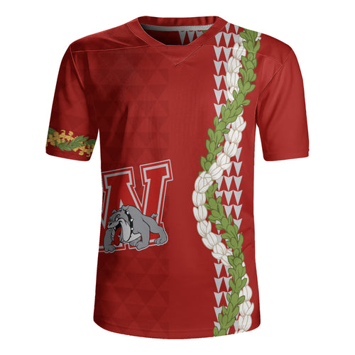 Waialua High and Intermediate School Rugby Jersey Puakenikeni Maile Flower Lei