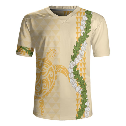 Hawaii Rugby Jersey Turtle Puakenikeni Maile Flower Lei