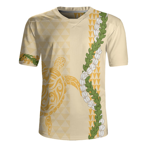 Hawaii Rugby Jersey Turtle Puakenikeni Maile Flower Lei