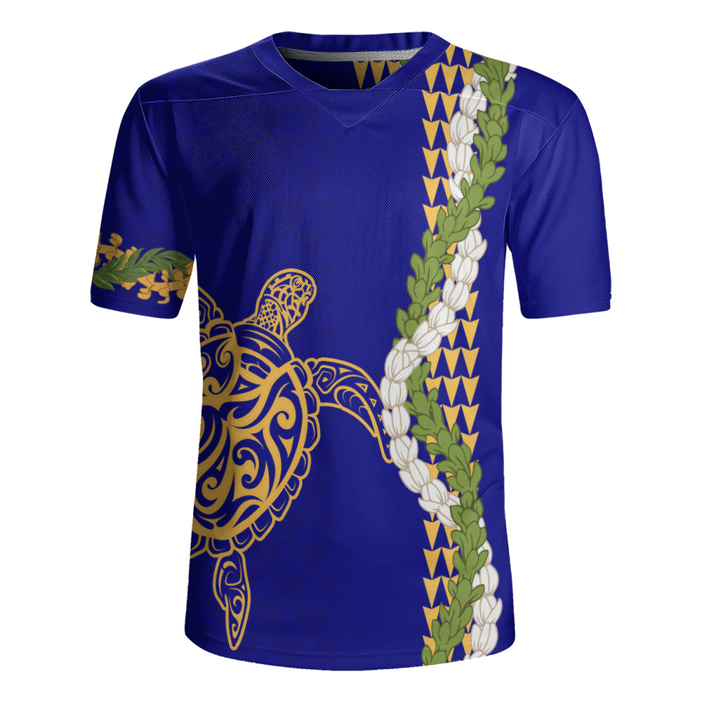 Hawaii Rugby Jersey Turtle Puakenikeni Maile Flower Lei