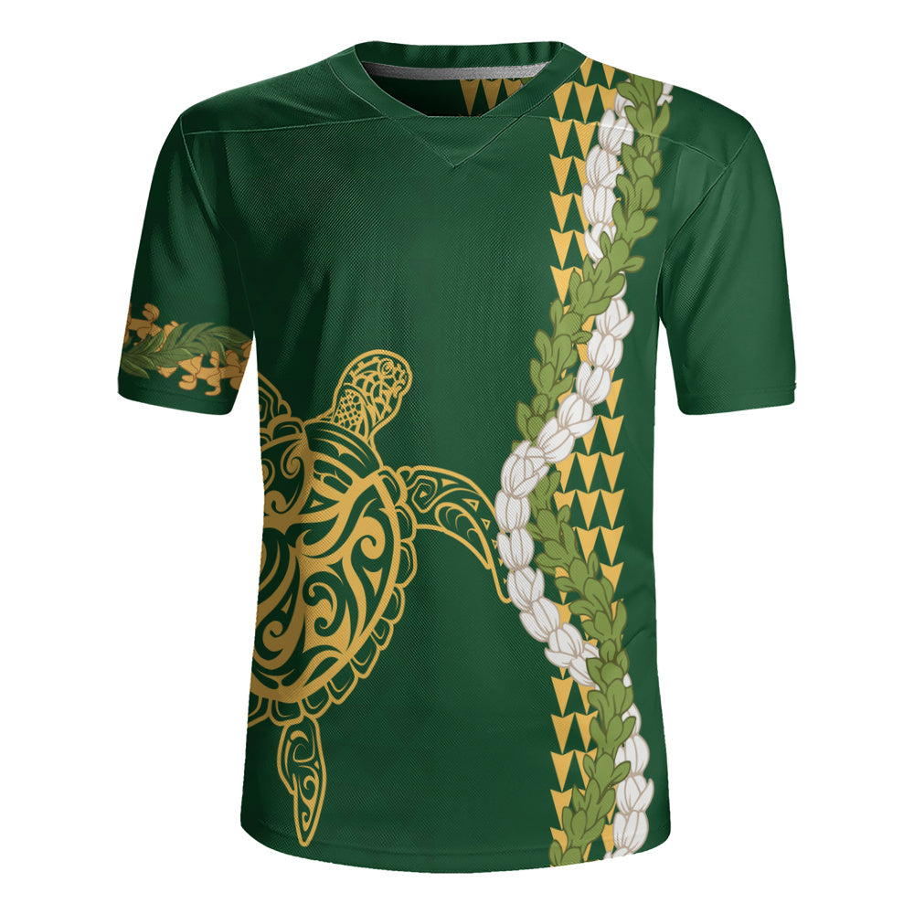 Hawaii Rugby Jersey Turtle Puakenikeni Maile Flower Lei
