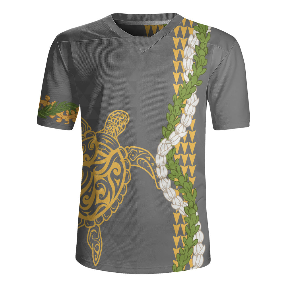 Hawaii Rugby Jersey Turtle Puakenikeni Maile Flower Lei