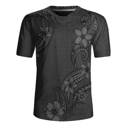 Hawaii Rugby Jersey Plumeria Tribal Wave