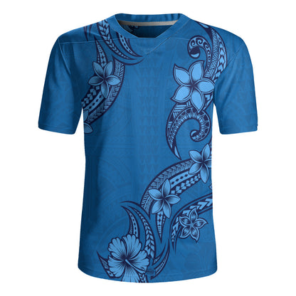Hawaii Rugby Jersey Plumeria Tribal Wave
