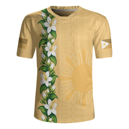 Philippines Filipinos Rugby Jersey Sampaguita Flower Tribal Polynesian Sun Island Style