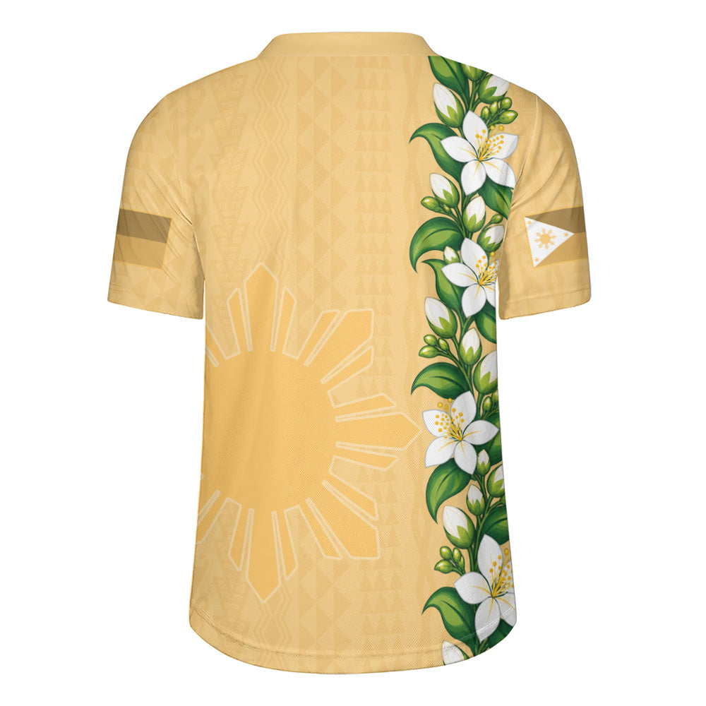 Philippines Filipinos Rugby Jersey Sampaguita Flower Tribal Polynesian Sun Island Style