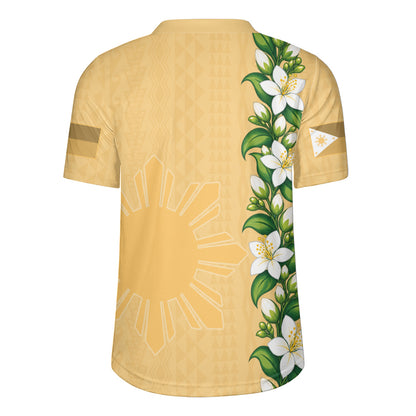 Philippines Filipinos Rugby Jersey Sampaguita Flower Tribal Polynesian Sun Island Style