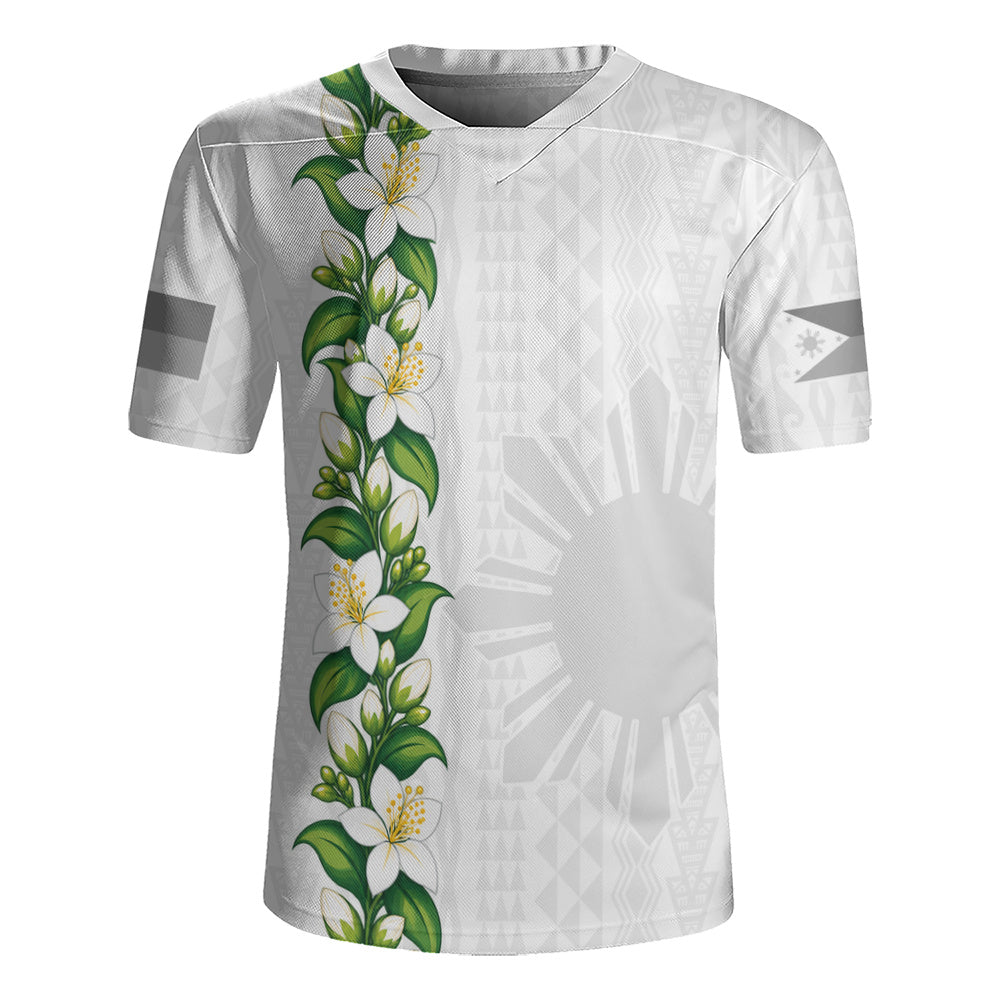 Philippines Filipinos Rugby Jersey Sampaguita Flower Tribal Polynesian Sun Island Style