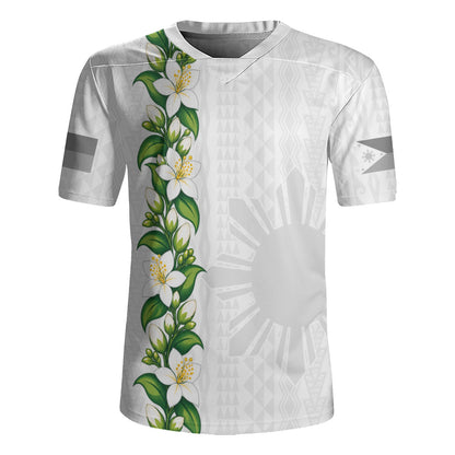 Philippines Filipinos Rugby Jersey Sampaguita Flower Tribal Polynesian Sun Island Style