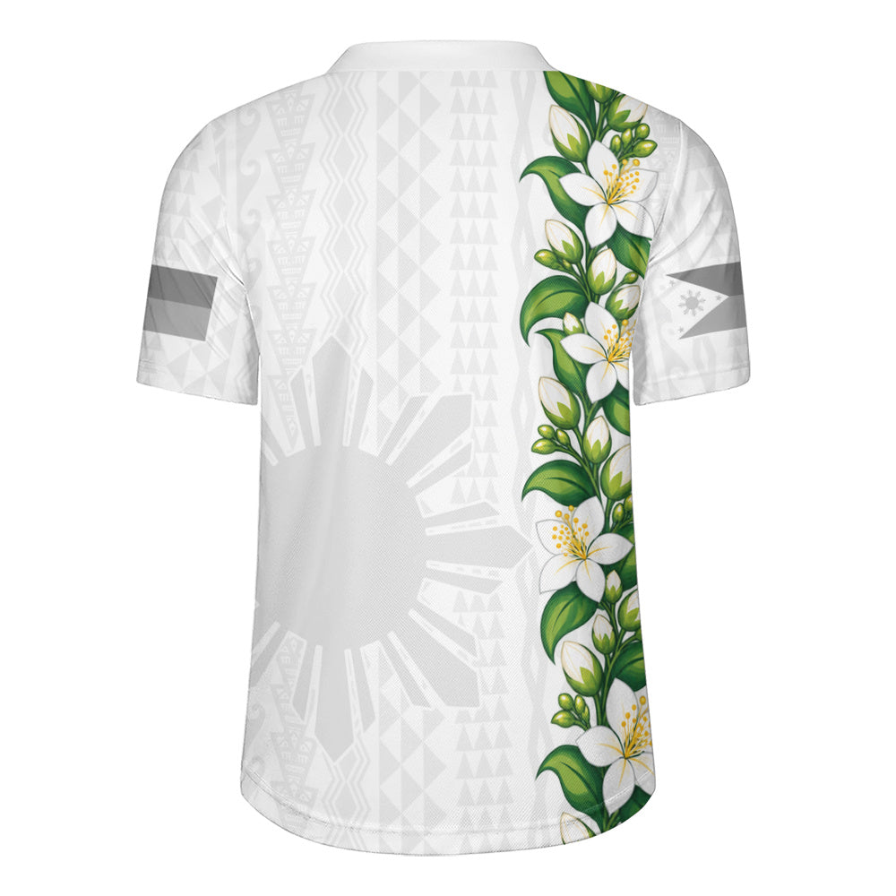 Philippines Filipinos Rugby Jersey Sampaguita Flower Tribal Polynesian Sun Island Style