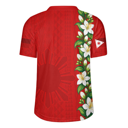 Philippines Filipinos Rugby Jersey Sampaguita Flower Tribal Polynesian Sun Island Style