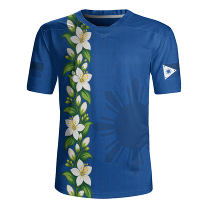 Philippines Filipinos Rugby Jersey Sampaguita Flower Tribal Polynesian Sun Island Style