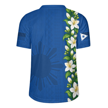 Philippines Filipinos Rugby Jersey Sampaguita Flower Tribal Polynesian Sun Island Style