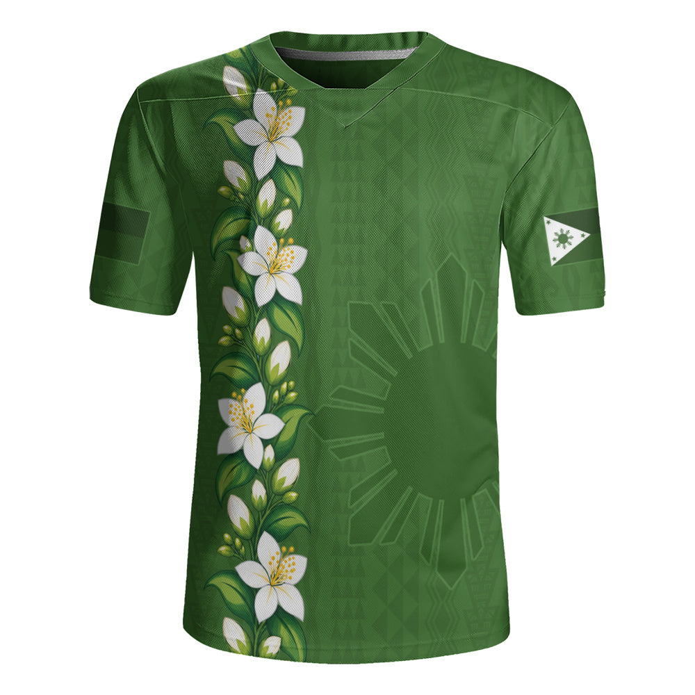 Philippines Filipinos Rugby Jersey Sampaguita Flower Tribal Polynesian Sun Island Style