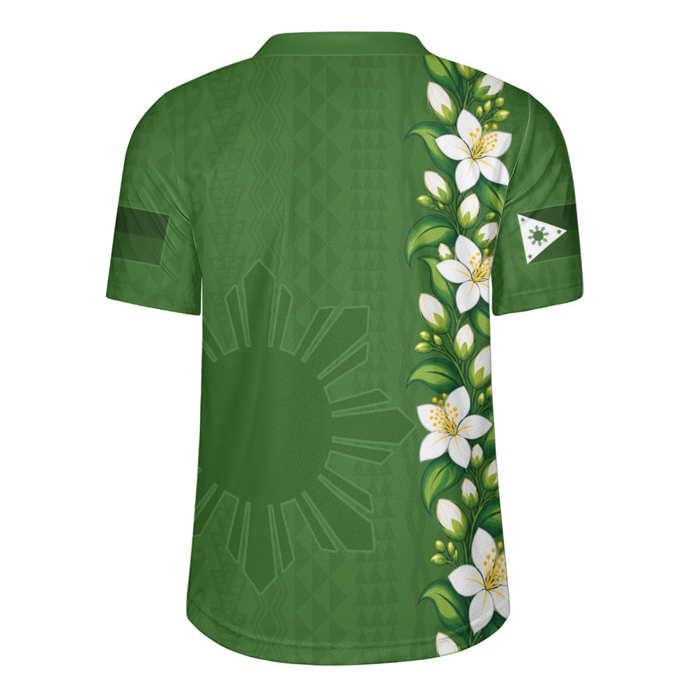 Philippines Filipinos Rugby Jersey Sampaguita Flower Tribal Polynesian Sun Island Style