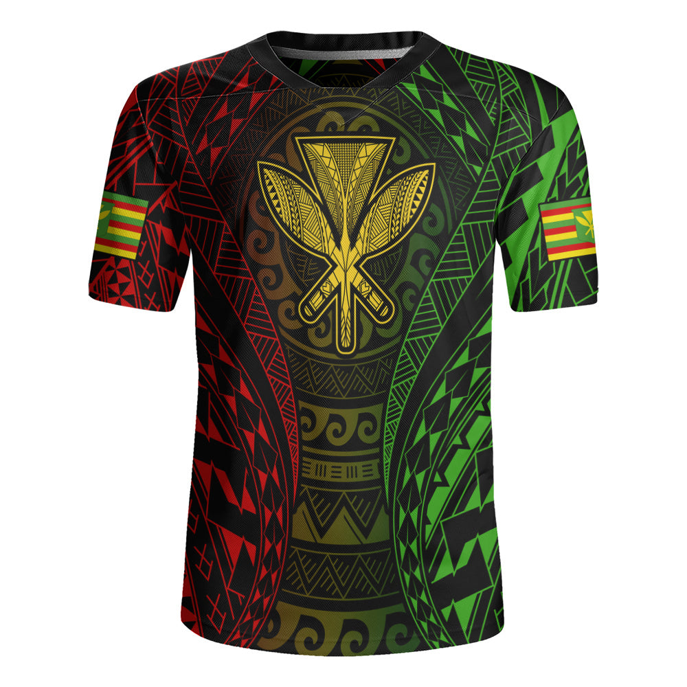 Hawaii Rugby Jersey Kanaka Maoli Flag Tribal Tattoo Pattern