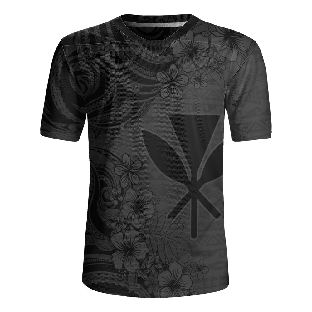 Hawaii Rugby Jersey Kanaka Maoli Hibiscus Polynesian Tribal Print Style
