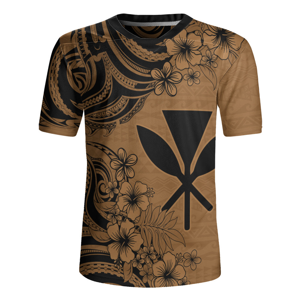 Hawaii Rugby Jersey Kanaka Maoli Hibiscus Polynesian Tribal Print Style