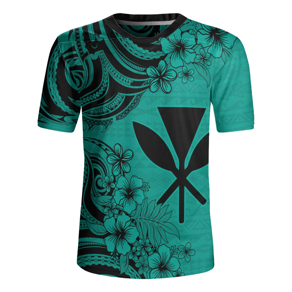 Hawaii Rugby Jersey Kanaka Maoli Hibiscus Polynesian Tribal Print Style