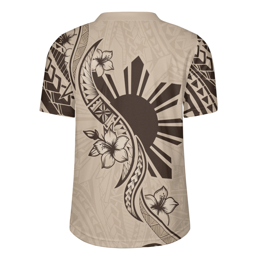 Philippines Filipinos Rugby Jersey Sun and Sampaguita Flower Tribal Pattern
